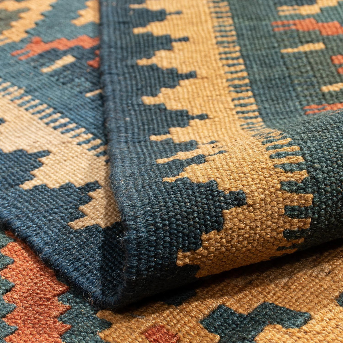 Kelim-tæppe - orientalsk - 198 x 148 cm - mørkerød