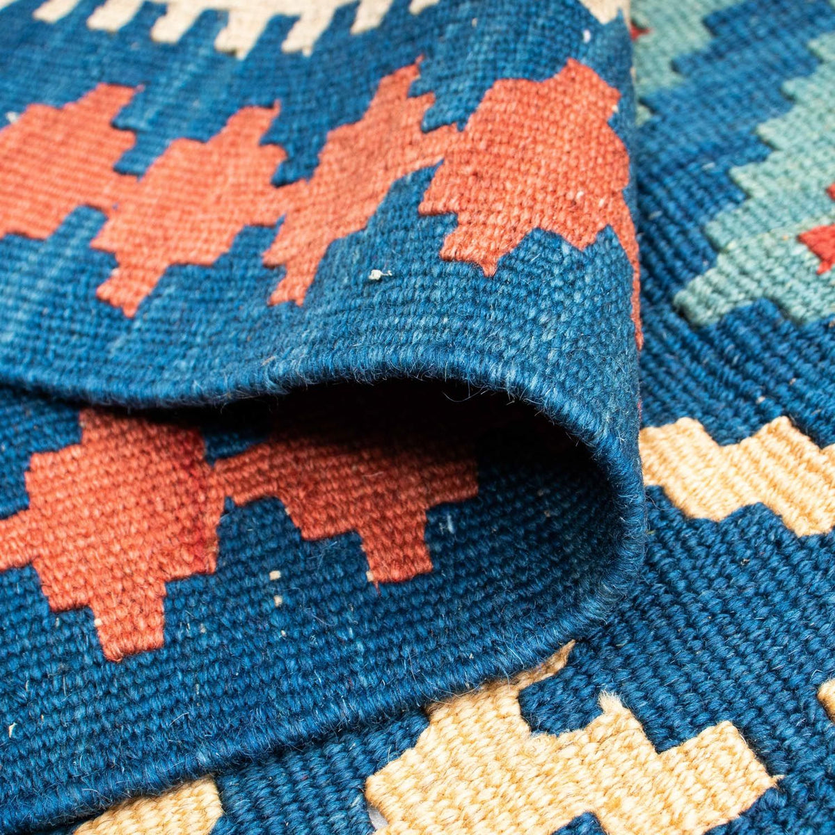 Kelim-tæppe - orientalsk - 170 x 128 cm - blå