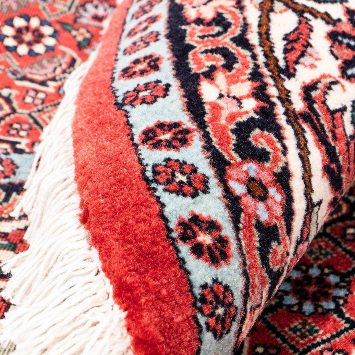 Persisk tæppe - Bijar rundt  - 160 x 160 cm - mørkerød