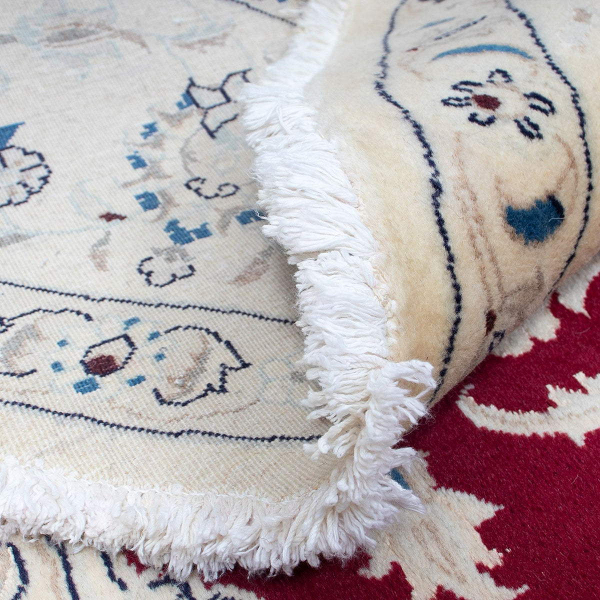 Persisk tæppe - Nain rundt - 280 x 280 cm - mørkerød