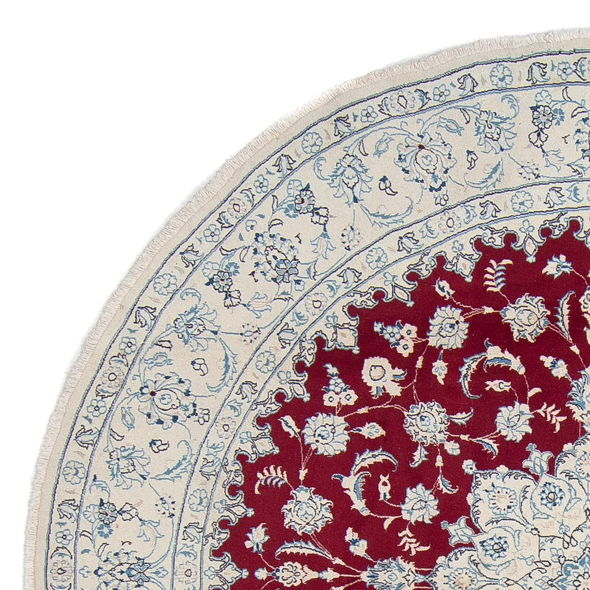 Persisk tæppe - Nain rundt  - 290 x 290 cm - mørkerød