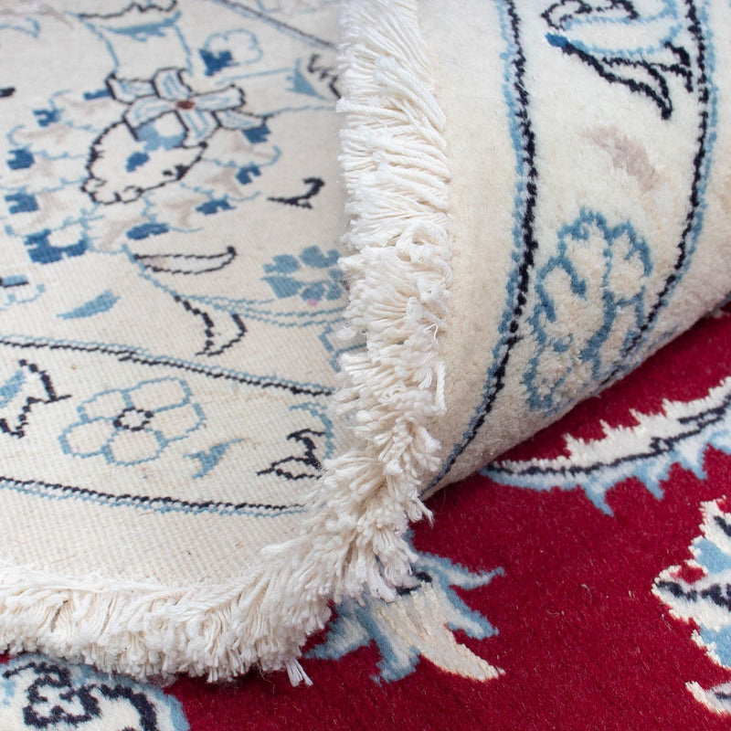 Persisk tæppe - Nain rundt  - 290 x 290 cm - mørkerød