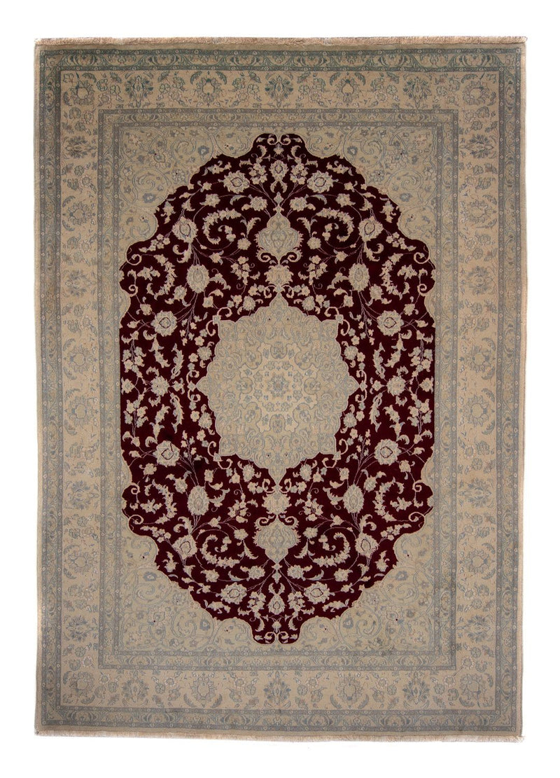 Persisk tæppe - Nain - 341 x 248 cm - mørkerød