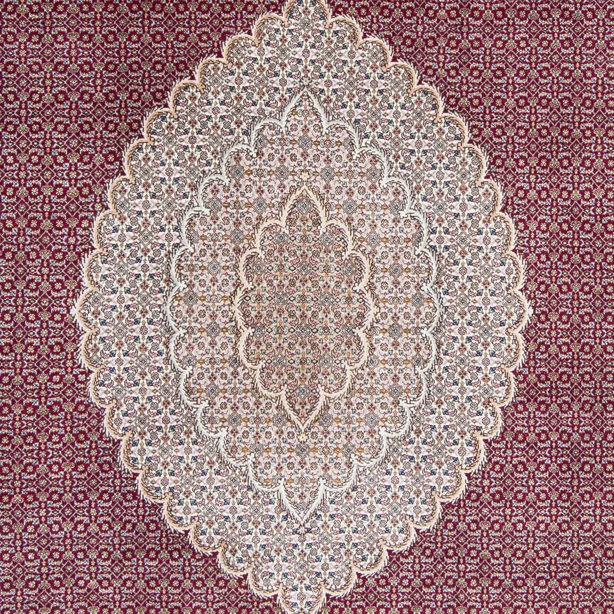 Persisk tæppe - Tabriz - 303 x 204 cm - mørkerød