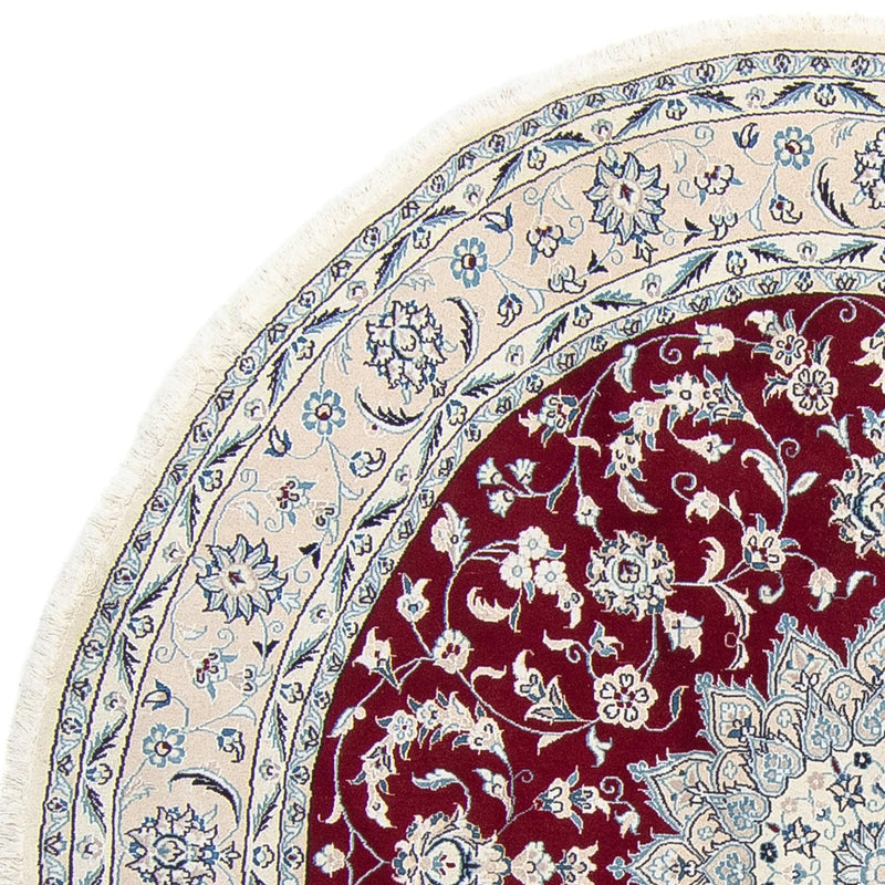 Persisk tæppe - Nain rundt  - 250 x 250 cm - mørkerød