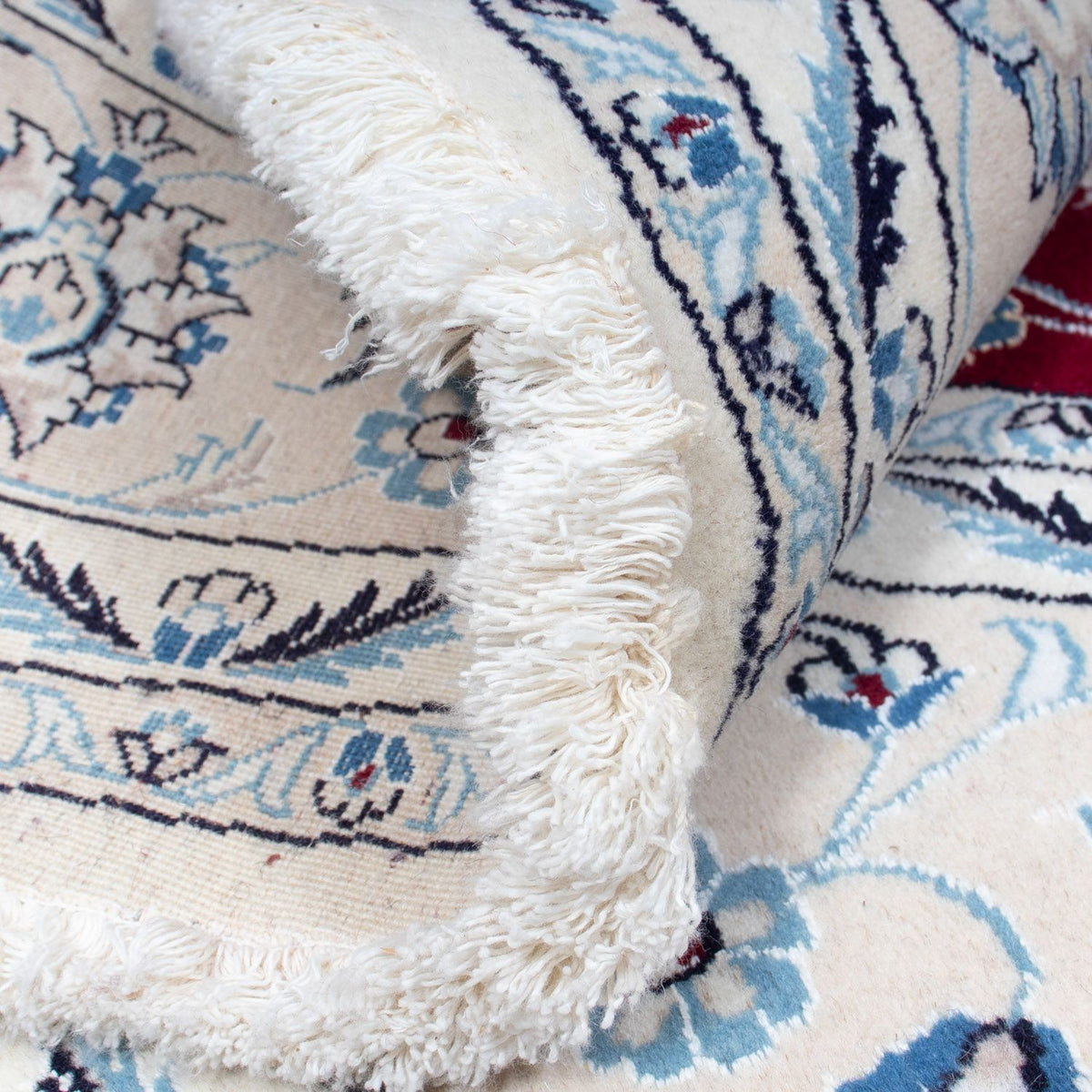 Persisk tæppe - Nain rundt  - 250 x 250 cm - mørkerød