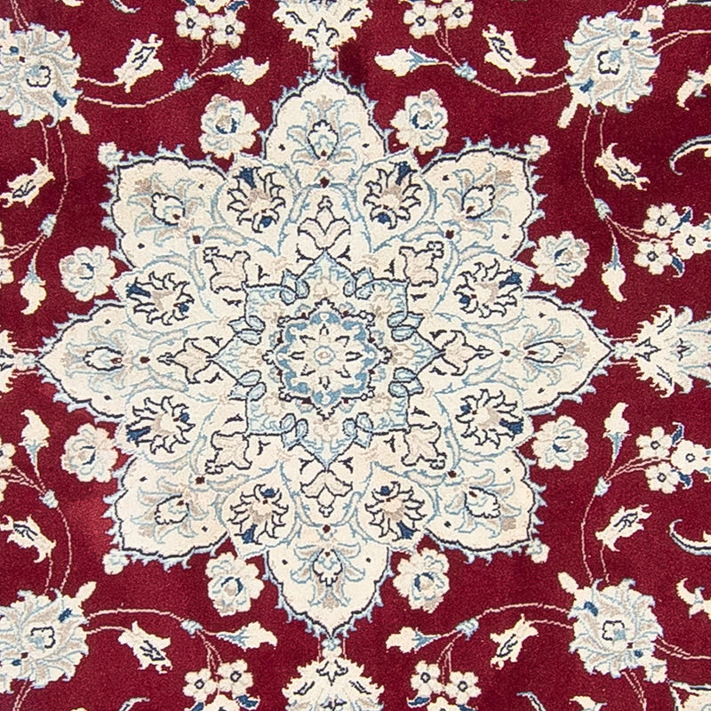 Persisk tæppe - Nain rundt  - 250 x 250 cm - mørkerød