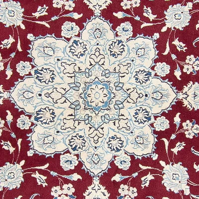 Persisk tæppe - Nain rundt  - 245 x 245 cm - mørkerød