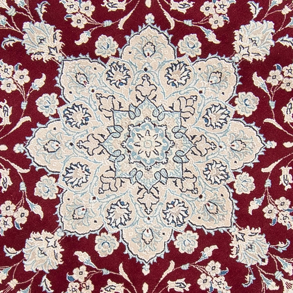 Persisk tæppe - Nain rundt  - 250 x 250 cm - mørkerød