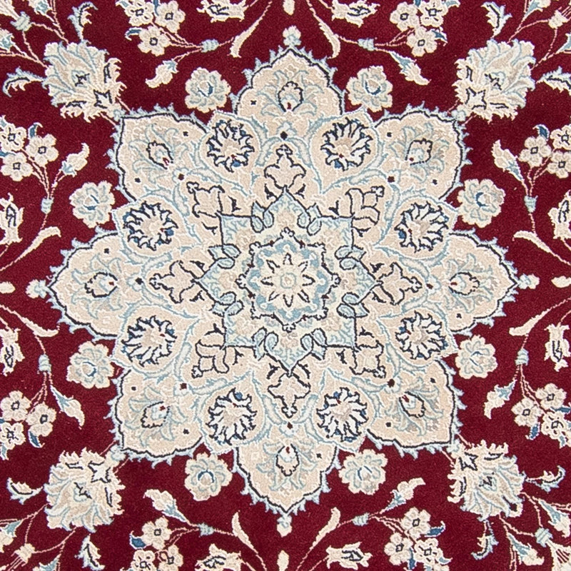 Persisk tæppe - Nain rundt  - 250 x 250 cm - mørkerød