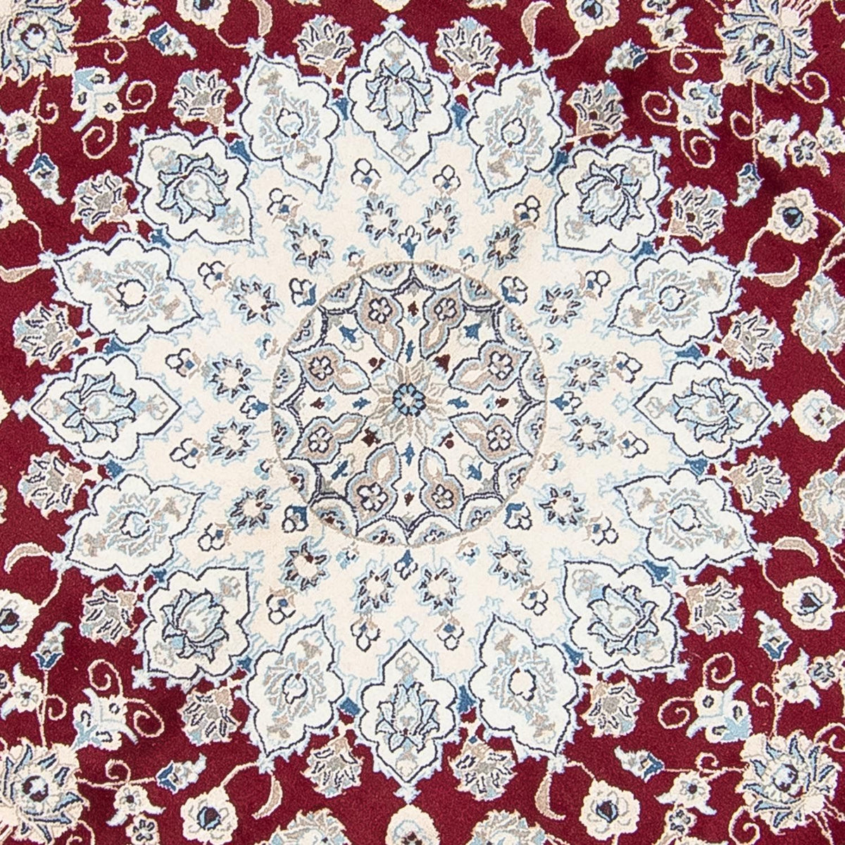 Persisk tæppe - Nain rundt  - 300 x 300 cm - mørkerød