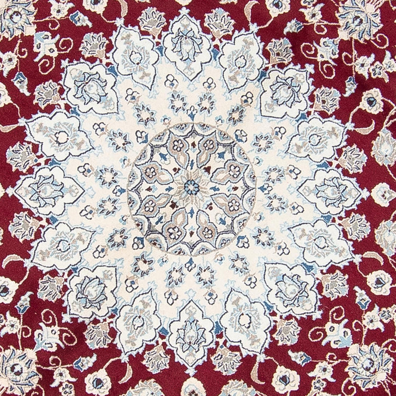 Persisk tæppe - Nain rundt  - 300 x 300 cm - mørkerød