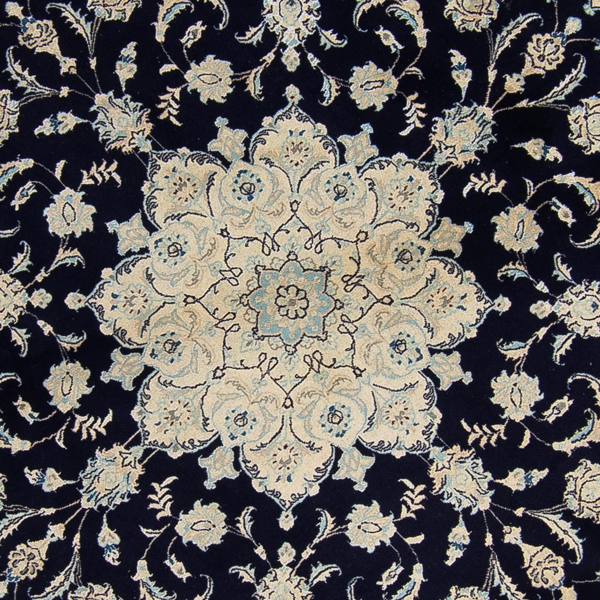 Persisk tæppe - Nain rundt - 300 x 300 cm - mørkeblå