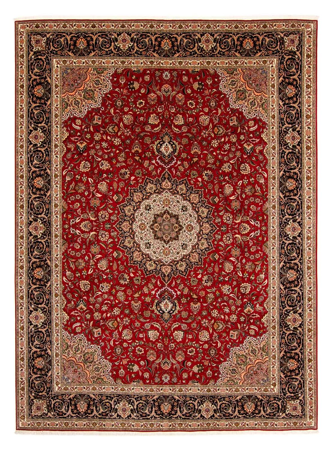 Persisk tæppe - Tabriz - Royal - 396 x 302 cm - mørkerød