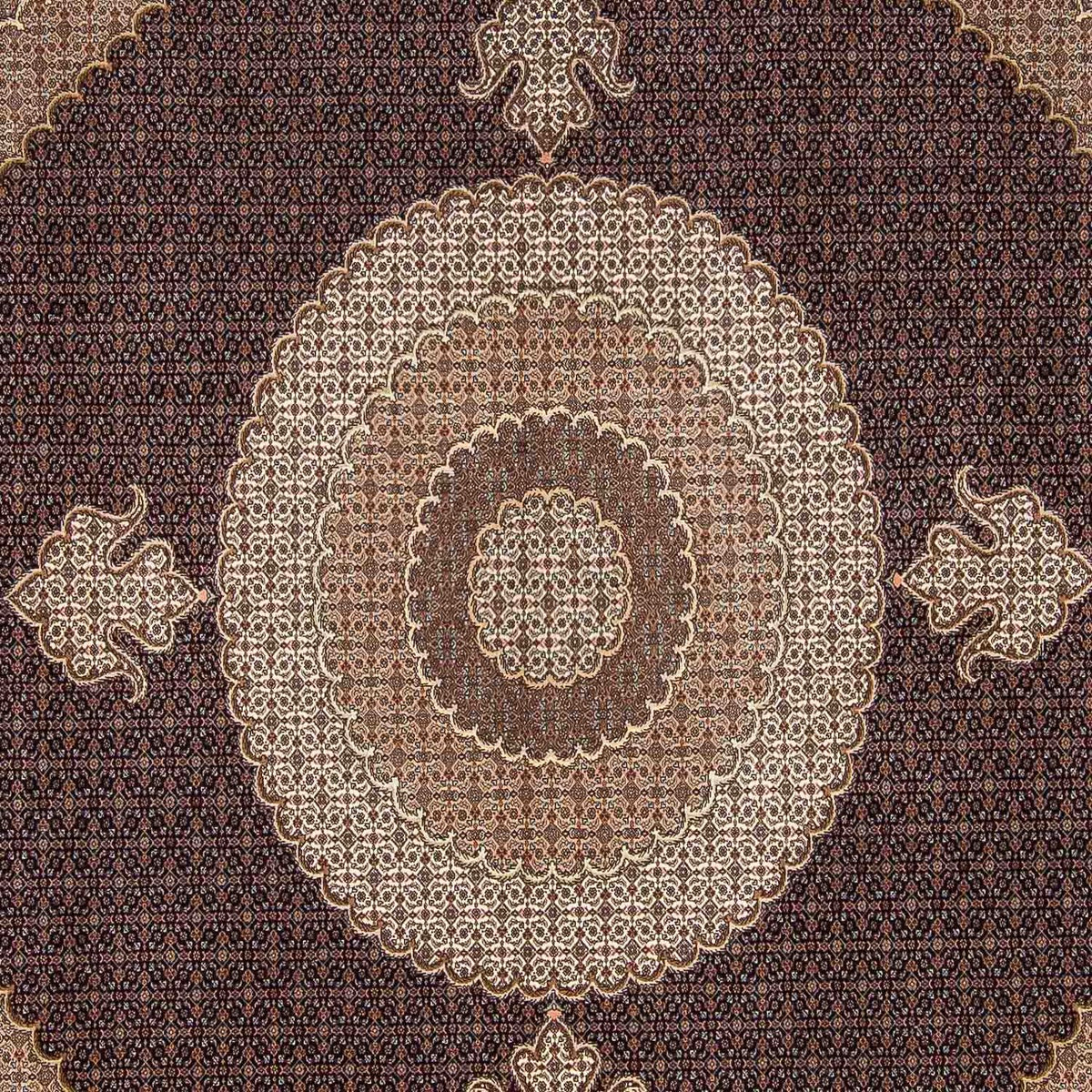Persisk tæppe - Tabriz firkantet - 310 x 302 cm - mørkebrun