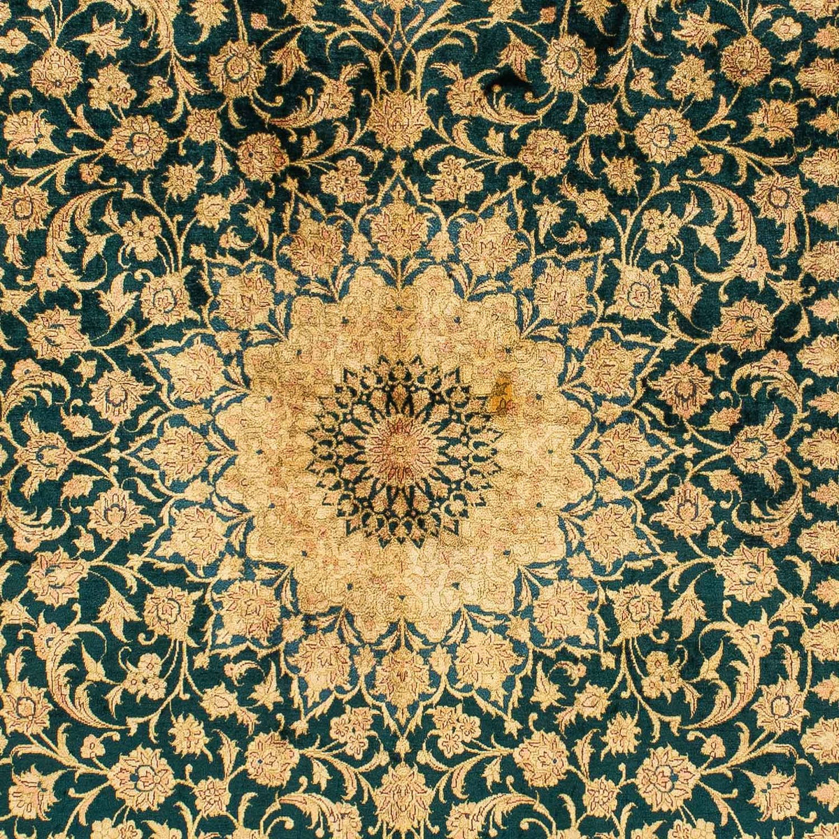 Silketæppe - Ghom Silk - Premium - 216 x 132 cm - mørkeblå