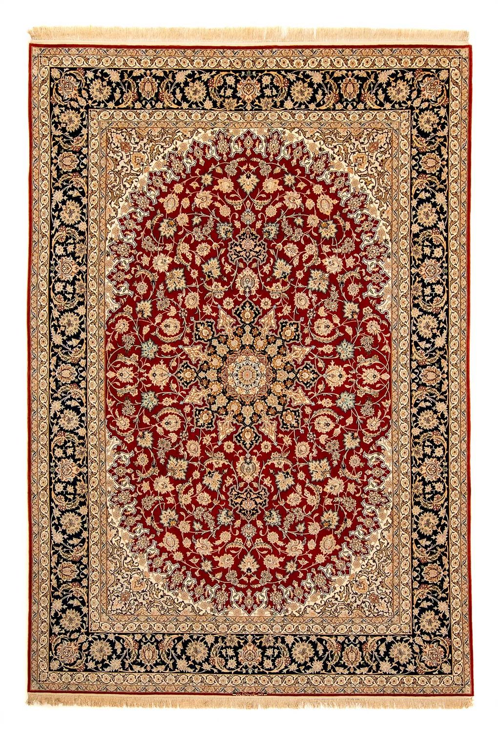 Persisk tæppe - Isfahan - Premium - 357 x 249 cm - mørkerød