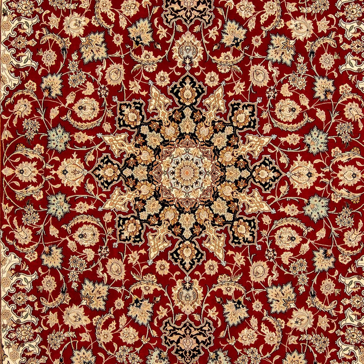 Persisk tæppe - Isfahan - Premium - 357 x 249 cm - mørkerød