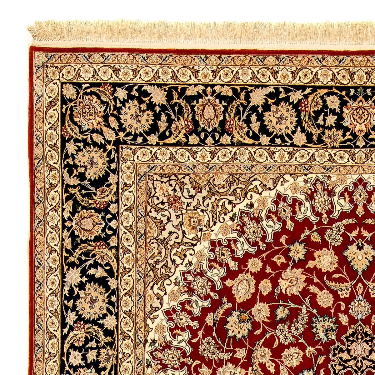 Persisk tæppe - Isfahan - Premium - 357 x 249 cm - mørkerød