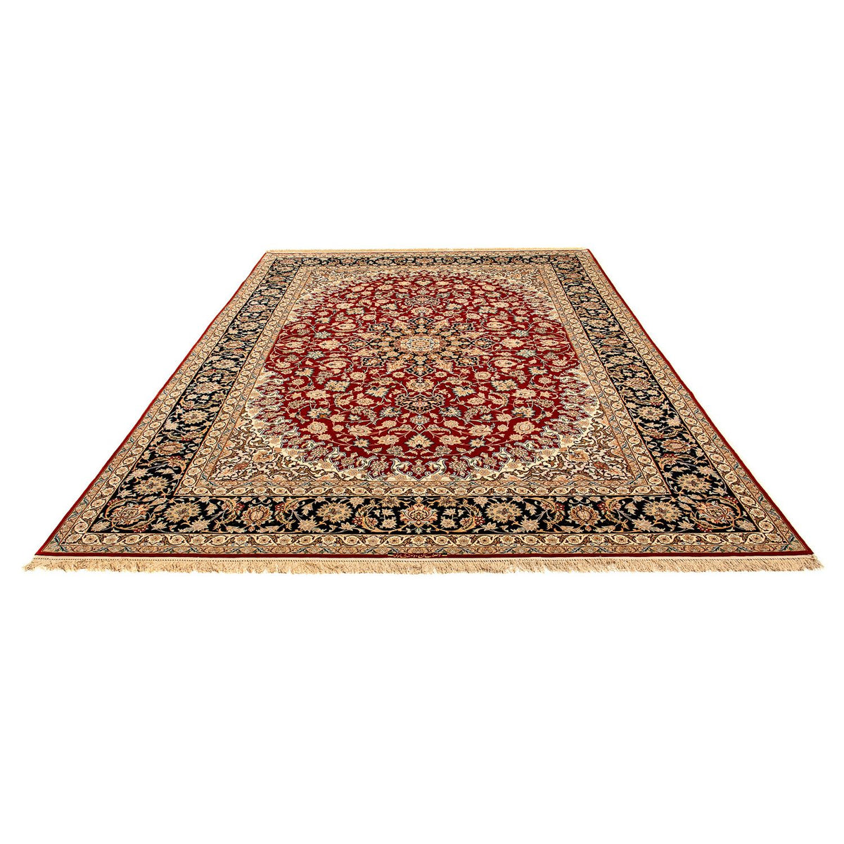 Persisk tæppe - Isfahan - Premium - 357 x 249 cm - mørkerød