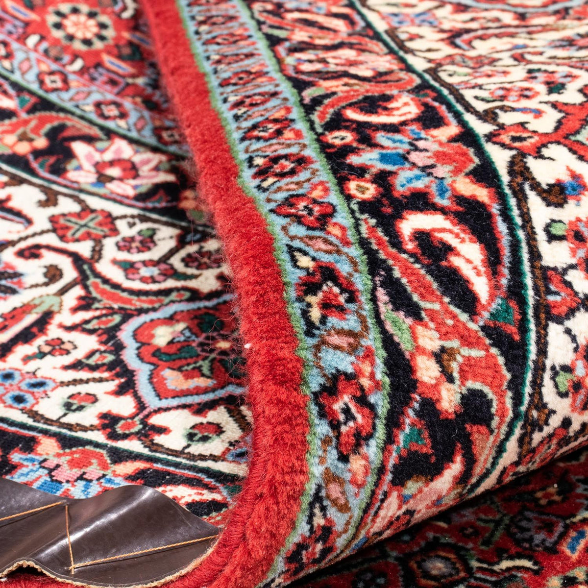 Persisk tæppe - Bijar - 297 x 249 cm - lysrød