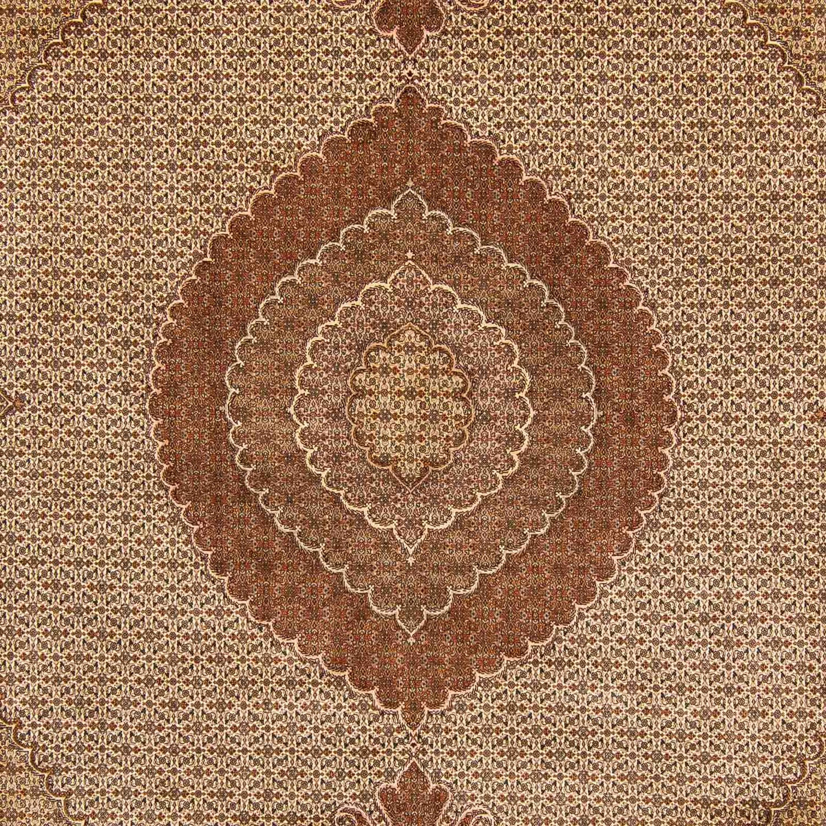 Persisk tæppe - Tabriz - 387 x 305 cm - lys brun