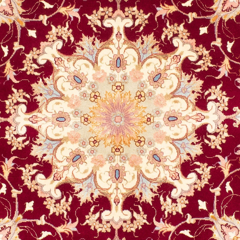 Persisk tæppe - Tabriz - Royal rundt  - 150 x 150 cm - mørkerød