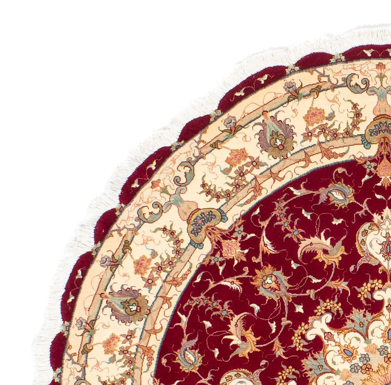 Persisk tæppe - Tabriz - Royal rundt  - 150 x 150 cm - mørkerød