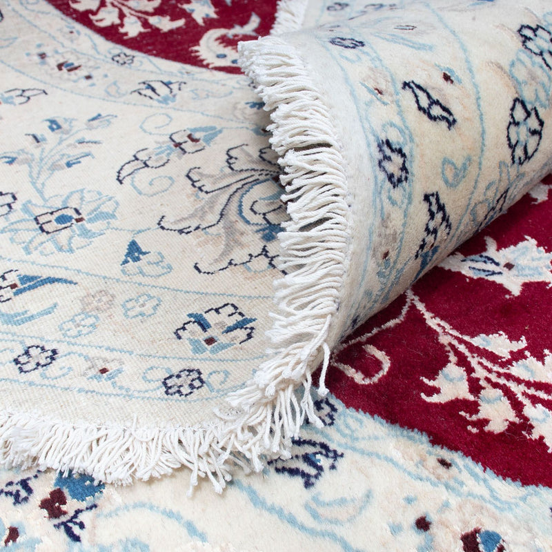 Persisk tæppe - Nain rundt  - 302 x 302 cm - mørkerød