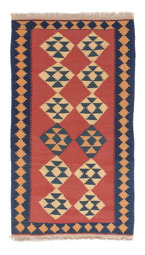 Kelim-tæppe - orientalsk - 152 x 87 cm - mørkerød