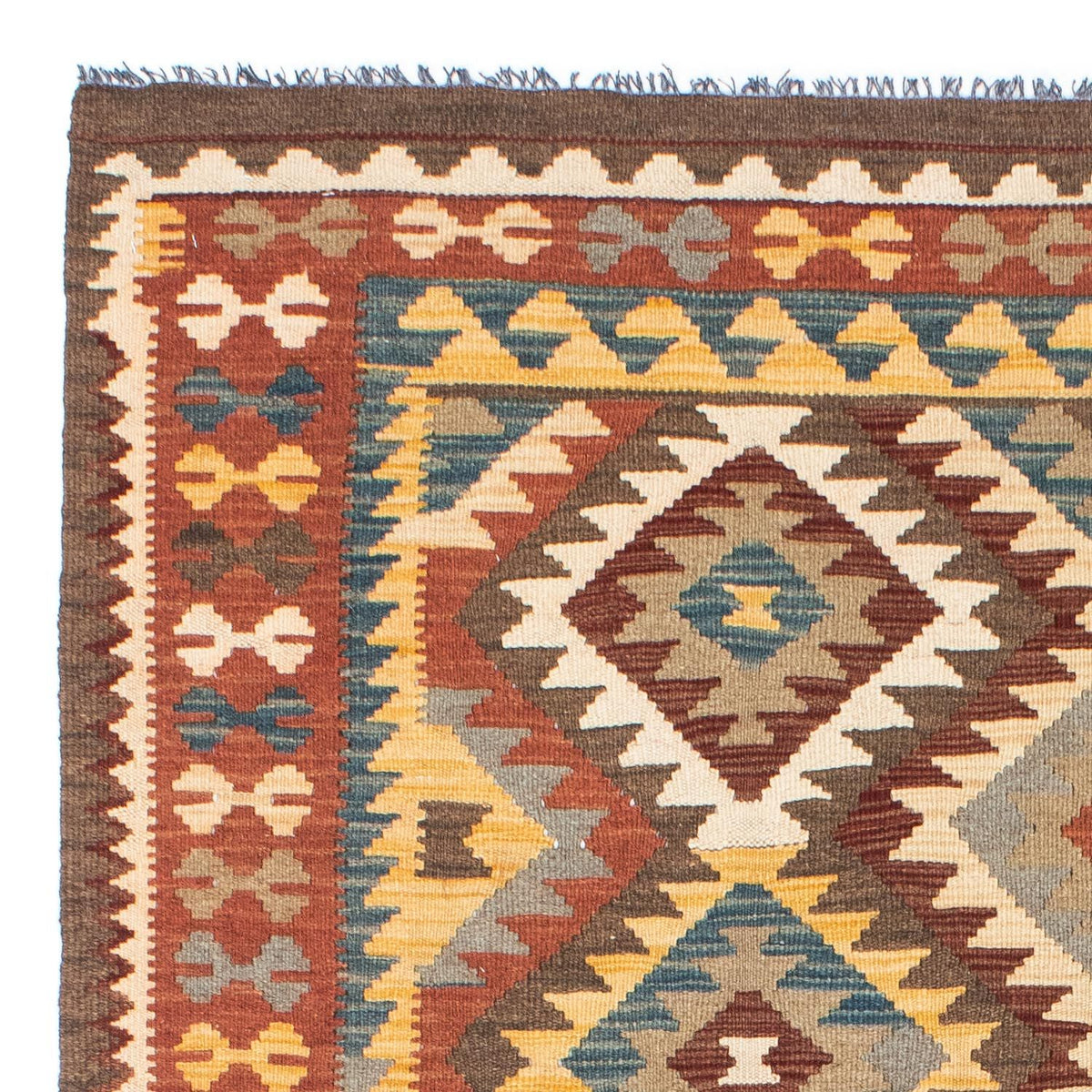 Kelim-tæppe - orientalsk - 210 x 150 cm - lys brun