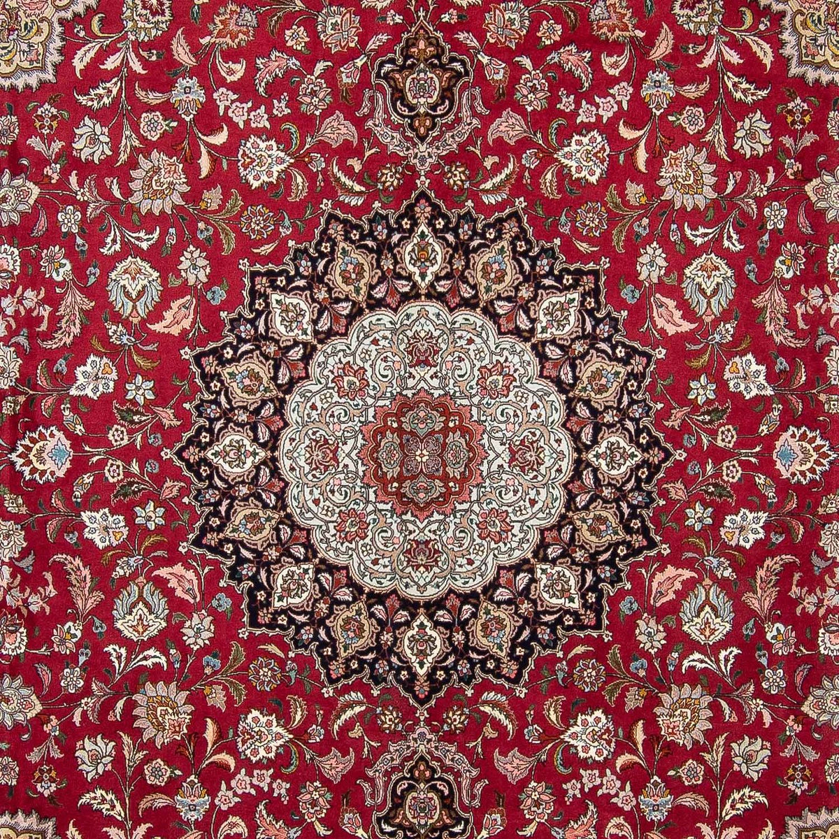Persisk tæppe - Tabriz firkantet  - 303 x 300 cm - mørkerød