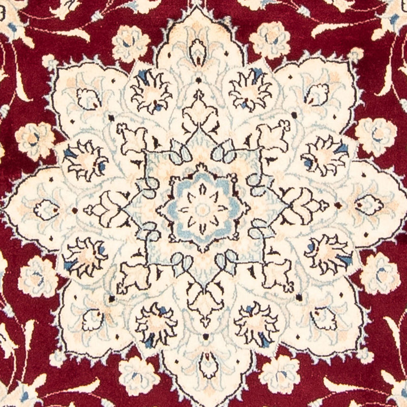 Persisk tæppe - Nain rundt  - 245 x 245 cm - mørkerød