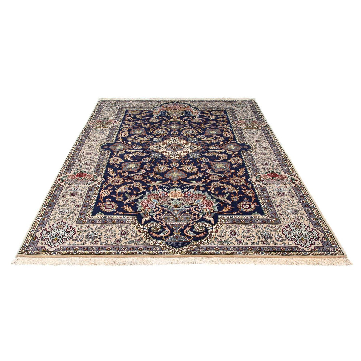 Persisk tæppe - Isfahan - Premium - 235 x 160 cm - mørkeblå