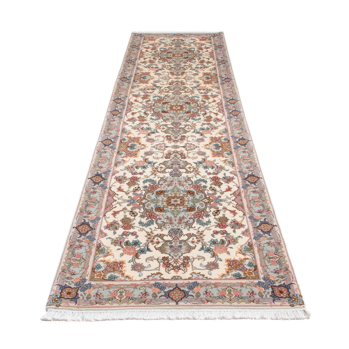 Løber Persisk tæppe - Tabriz - Royal - 356 x 90 cm - beige