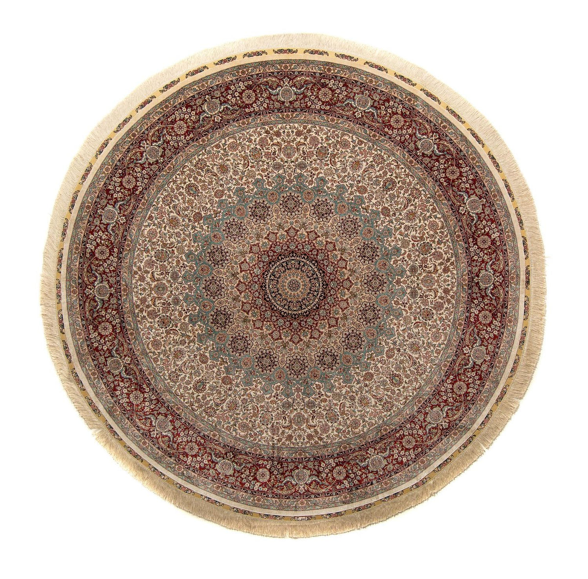 Orientalsk tæppe - Hereke rundt - 215 x 215 cm - lys brun
