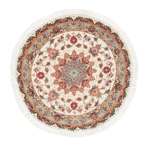 Persisk tæppe - Tabriz - Royal rundt  - 100 x 100 cm - beige