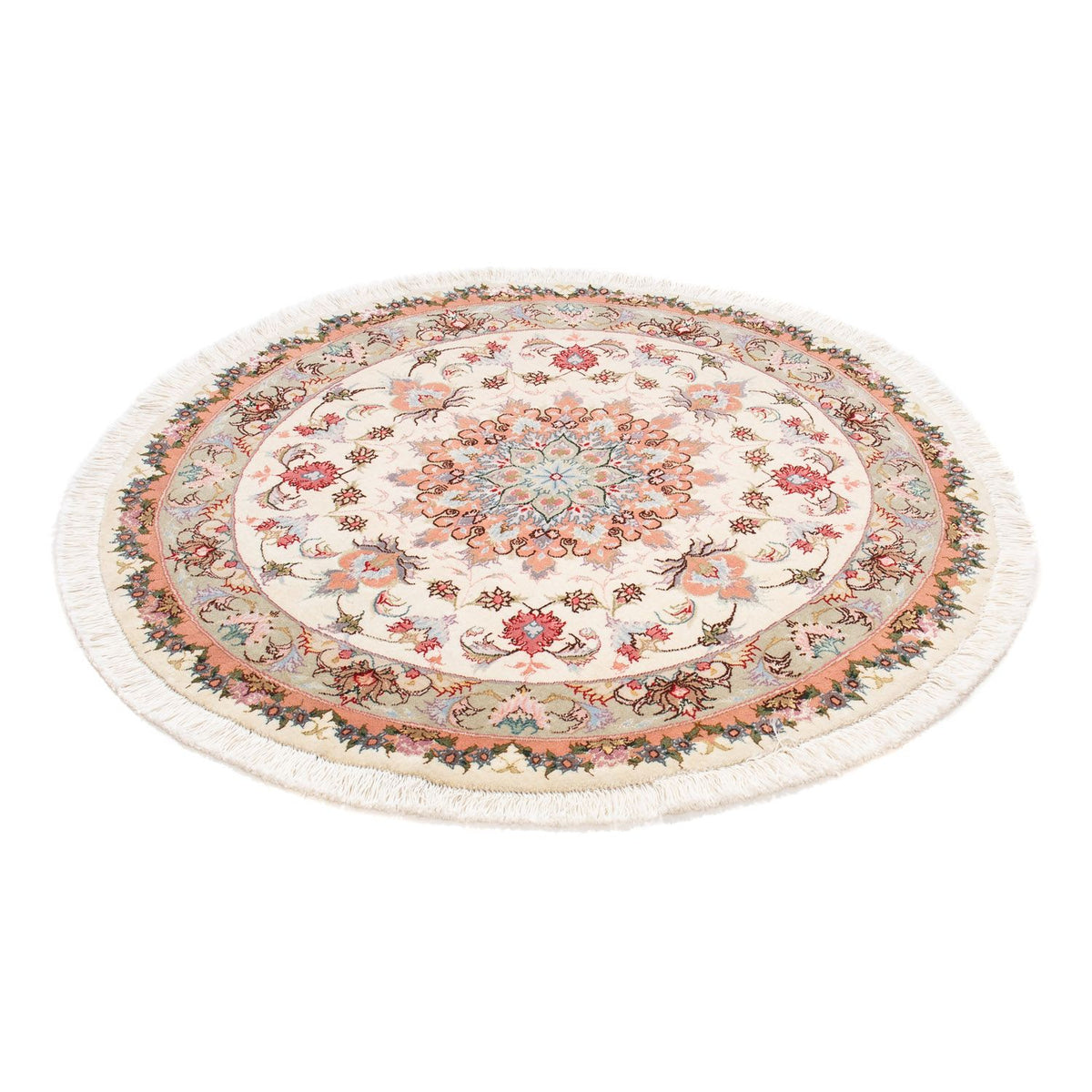 Persisk tæppe - Tabriz - Royal rundt  - 100 x 100 cm - beige