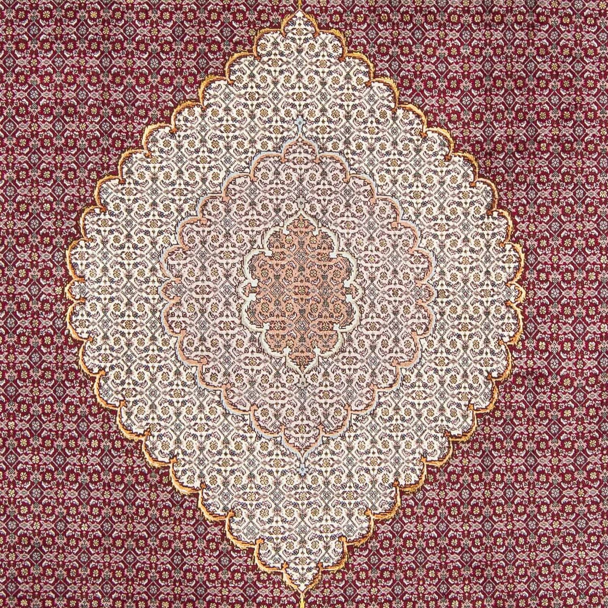 Persisk tæppe - Tabriz - 297 x 203 cm - mørkerød