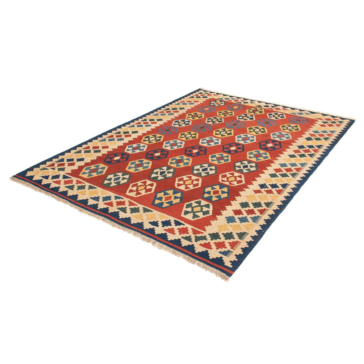 Kelim-tæppe - orientalsk - 212 x 152 cm - mørkerød
