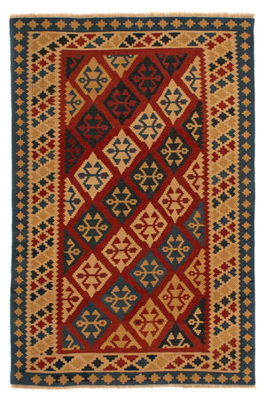 Kelim-tæppe - orientalsk - 217 x 142 cm - mørkerød