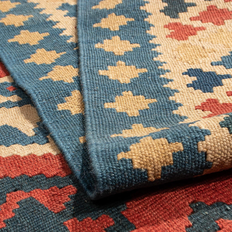 Kelim-tæppe - orientalsk - 217 x 142 cm - mørkerød