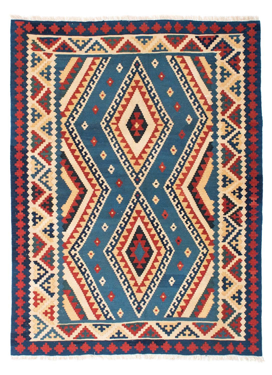 Kelim-tæppe - orientalsk - 193 x 152 cm - blå