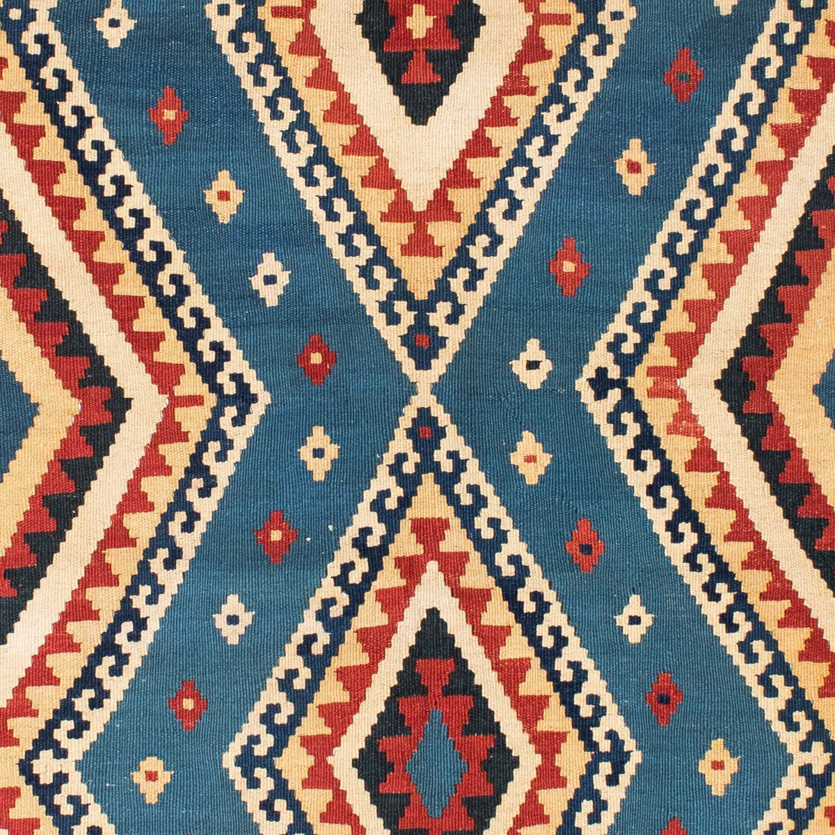 Kelim-tæppe - orientalsk - 193 x 152 cm - blå
