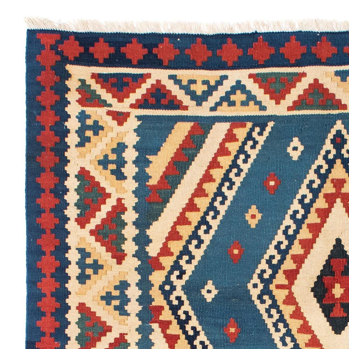 Kelim-tæppe - orientalsk - 193 x 152 cm - blå