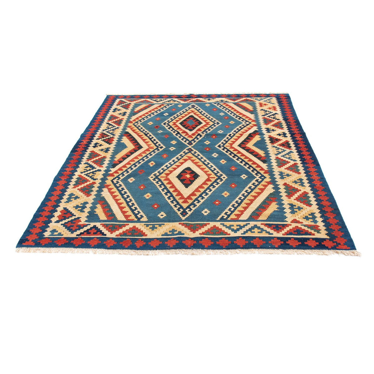 Kelim-tæppe - orientalsk - 193 x 152 cm - blå