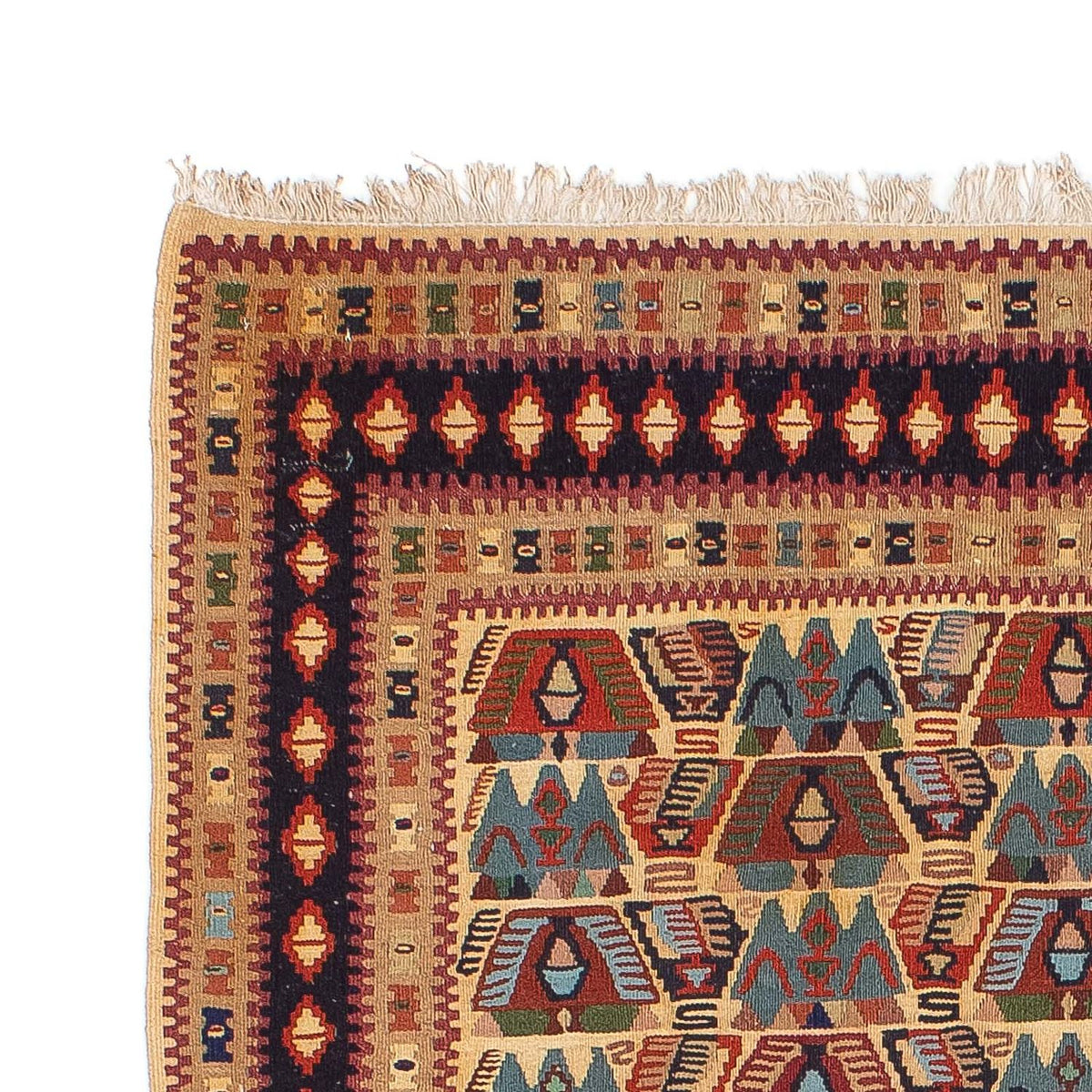 Kelim-tæppe - orientalsk - 158 x 108 cm - lys brun