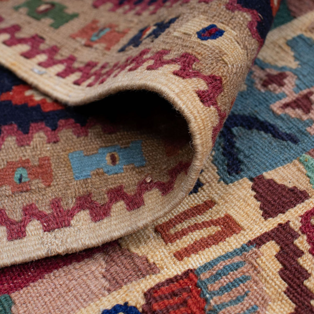 Kelim-tæppe - orientalsk - 158 x 108 cm - lys brun