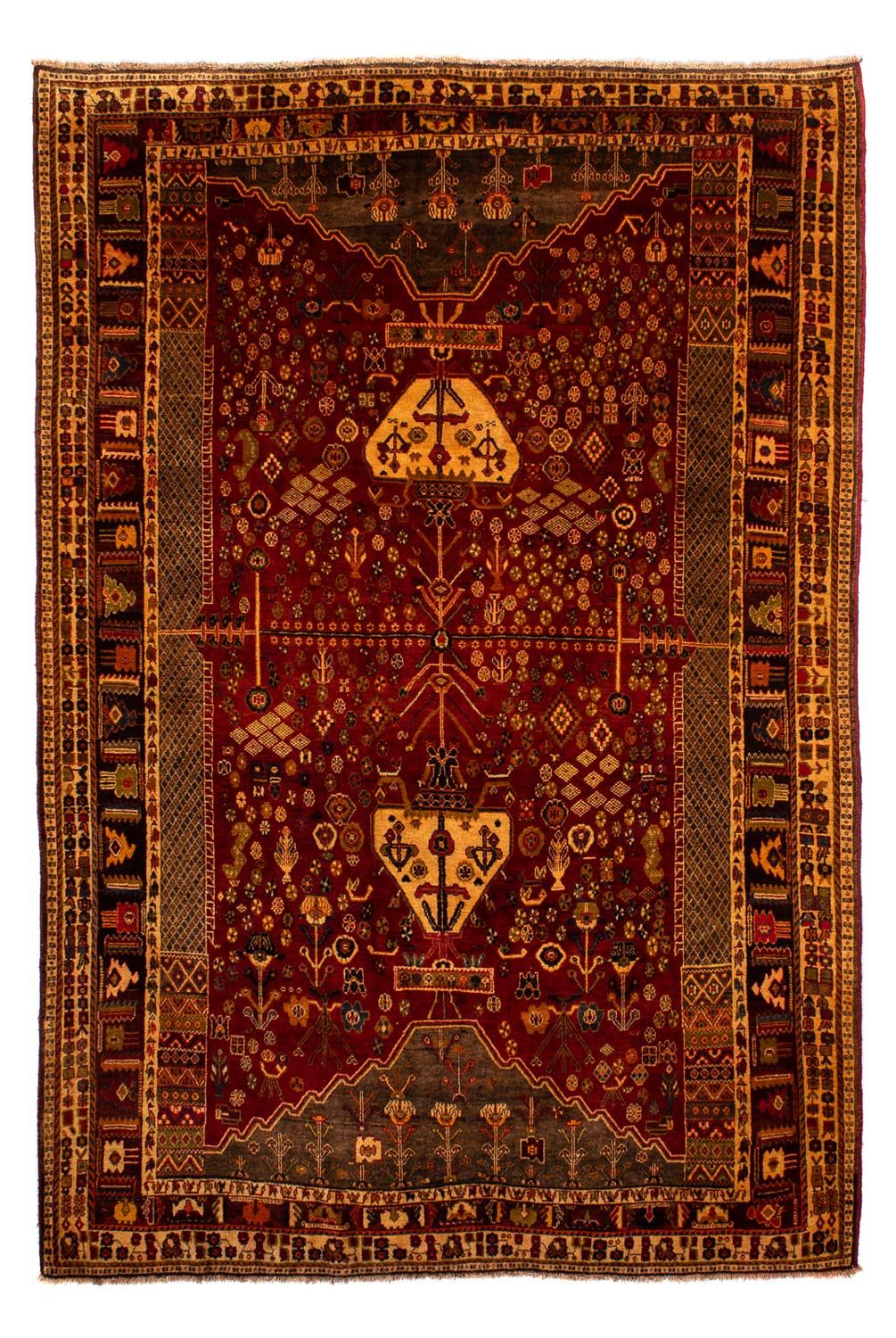 Persisk tæppe - Nomadisk - 290 x 204 cm - mørkerød