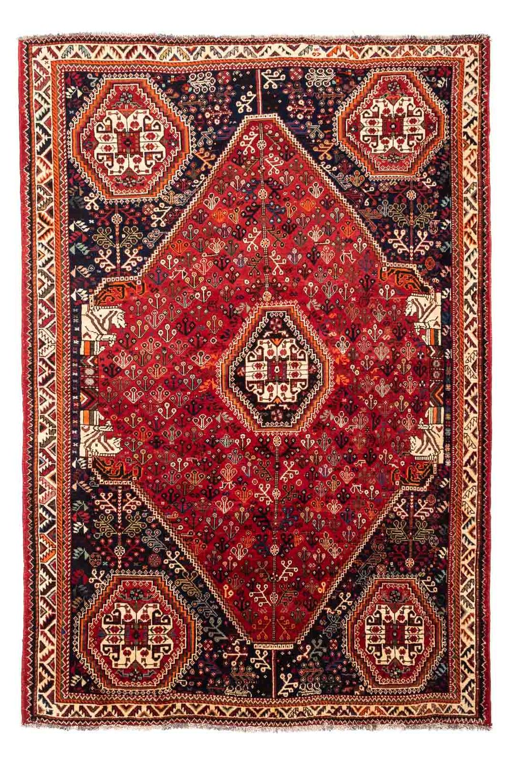 Persisk tæppe - Nomadisk - 251 x 176 cm - mørkerød
